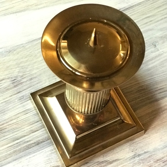 Annick Naudy Vintage MCM Solid Brass Candle Holder 6”